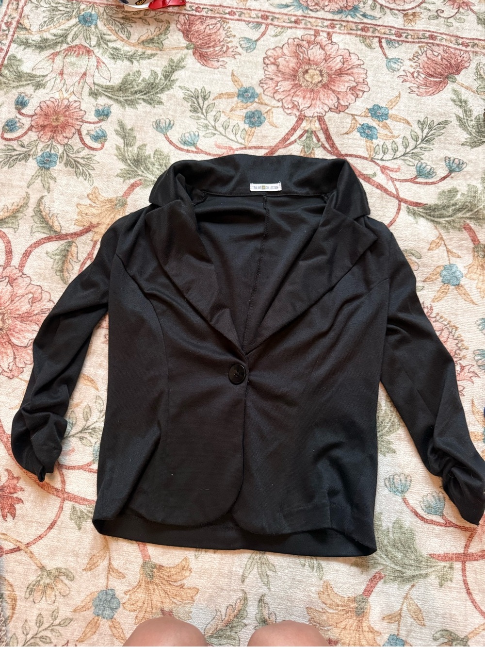 Black Single-Button Women's Blazer with Shawl Collar